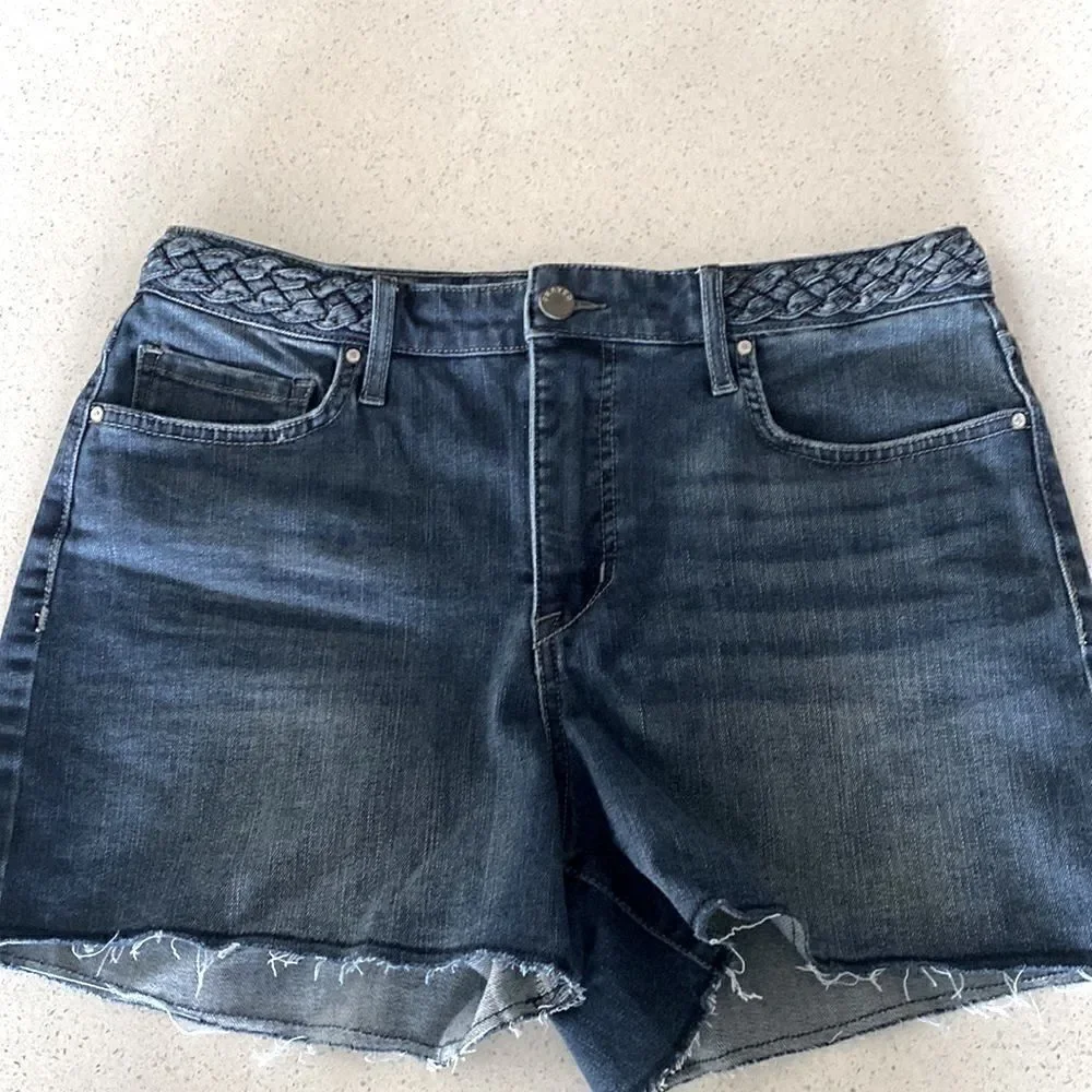 Frayed High Rise Denim Shorts 29 Raw Hem Zip Up Summer - Picture 5 of 12